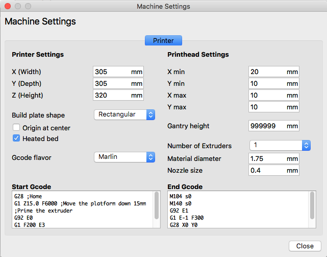 simplify 3d printer profiles
